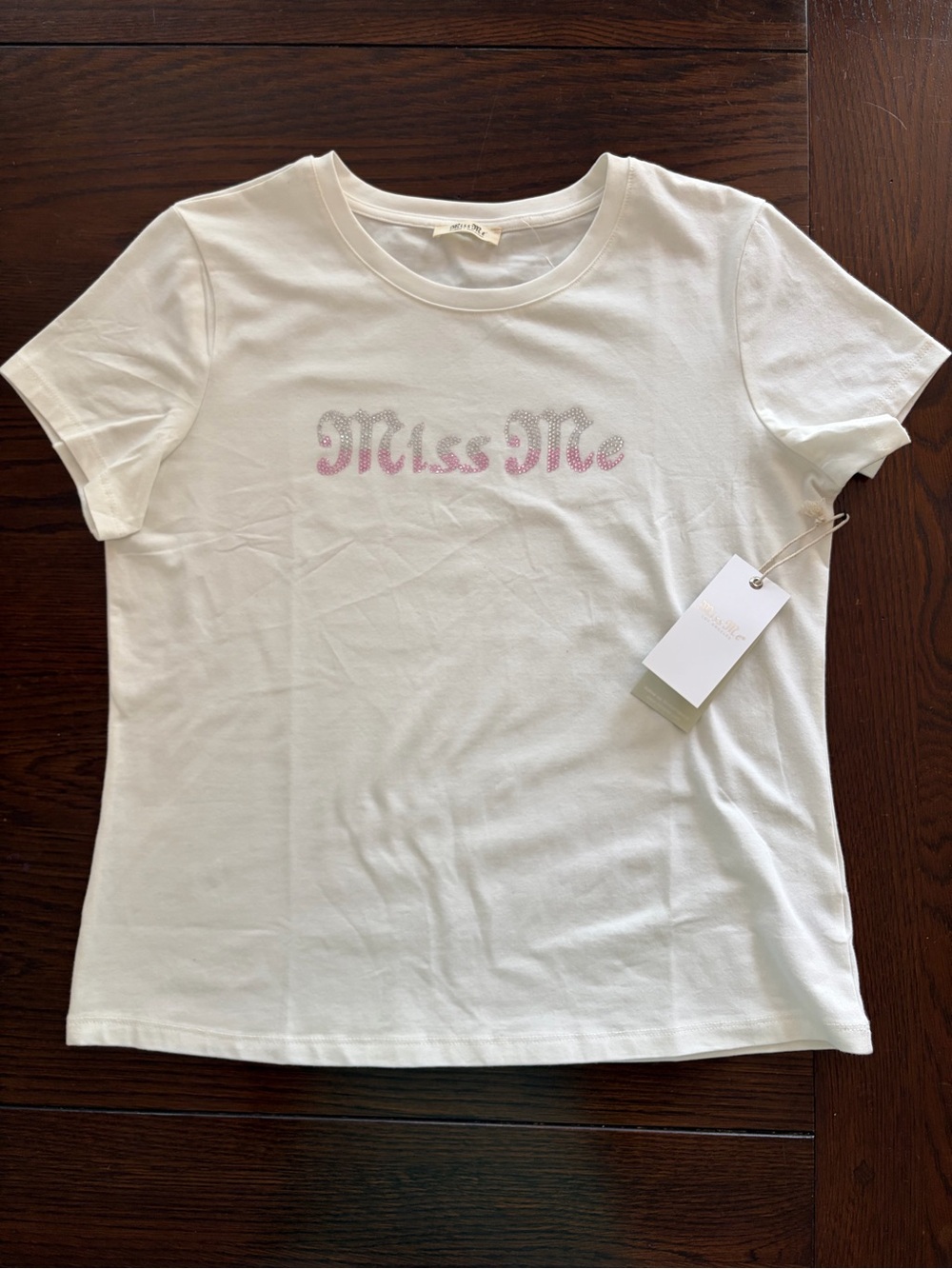 NWT Miss Me “Miss Me” embellished graphic logo T-Shirt XL